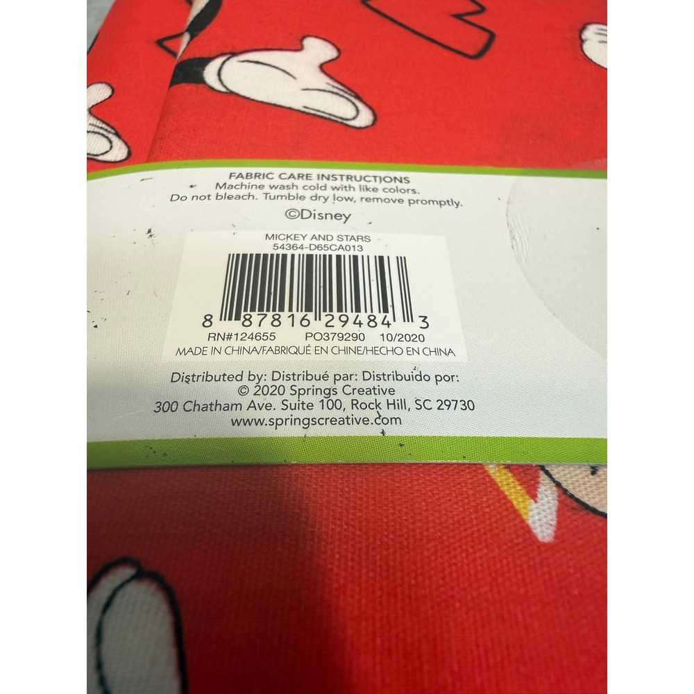 Disney Mickey Mouse Stars Fabric Red New Poplin 1 Yard Cotton Blend 43" Wide - Picture 4 of 8